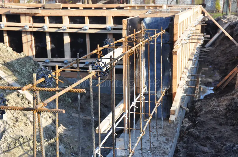 reinforcement strip house wall foundation house foundation construction reinforcement strip house wall foundation house 157720609